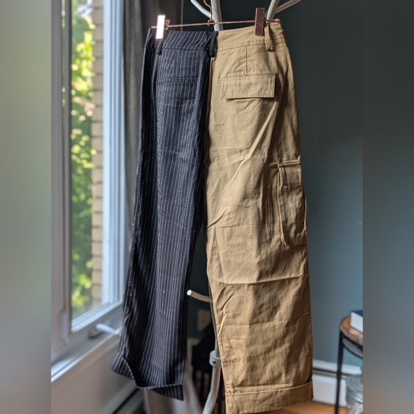 96.Nwt Choosy Tan and Black‎ Striped Pants - Picture 3 of 7